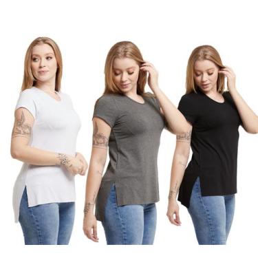 Imagem de Kit 03 Camisetas Feminina Viscolycra Mullet Tampa Bumbum - Konoa, Bran
