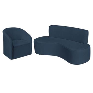 Imagem de Sofá Curvo Orgânico Escritório Recepção 3 Lugares Amsterdã 180cm Suede