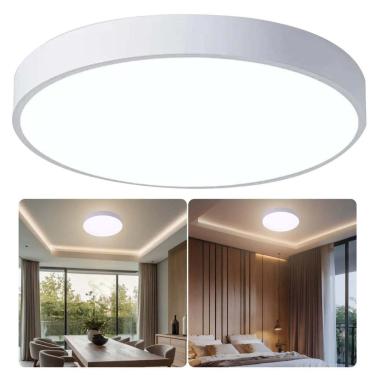 Imagem de Luminaria Plafon Sobrepor 3 Tons Teto Moderno Led Escritorio Empresa Decoração Iluminação Residencial Sala Quarto