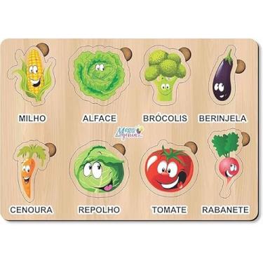 Imagem de Brinquedo Educativo Jogo Quebra Cabeça Infantil Em Madeira Vegetais - Mega Impress