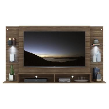 Imagem de Painel Com Suporte Tv 60´´ e 2 Leds Prateleiras De Vidro