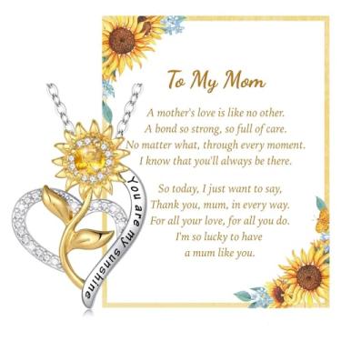 Imagem de IEFLIFE Presentes de girassol para mulheres – Colar de girassol banhado a ouro 14 K para mulheres, colar You Are My Sunshine, presente para ela, presente de aniversário de dia das mães e joias