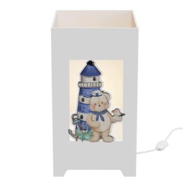 Imagem de Abajur Luminária MDF Bebê Kit Higiene Urso Marinheiro - Neném na Nuvem