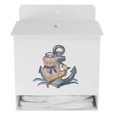 Imagem de Porta Fralda Kit Higiene MDF Quarto Infantil Urso Marinheiro - Neném n