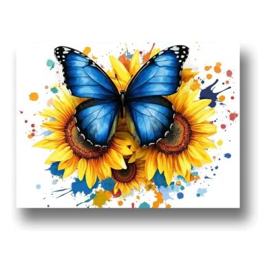 Imagem de Zariocy Paint by Numbers Kits for Adults - Sunflower DIY Oil Paintings Canvas Acrylic Paint Set - Butterfly Paint by Numbers Kit for Beginners and Ideal for Home Decor 16x20 inch