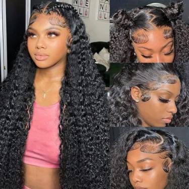 Imagem de SQU&CIR Peruca Lace Front Com Ondas Profundas De 30" Cabelo Humano 13X4 Hd Transparente Para Mulheres, Densidade 180%, Cacheada Pré-Selecionada Frontal Bebê