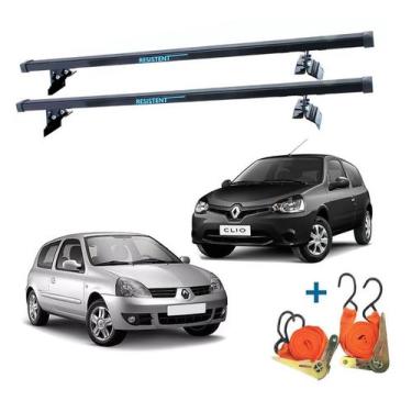 Imagem de Rack Teto Renault Clio 2000 Até 2016 2pts + 2 Cinta Catraca - Rack De 