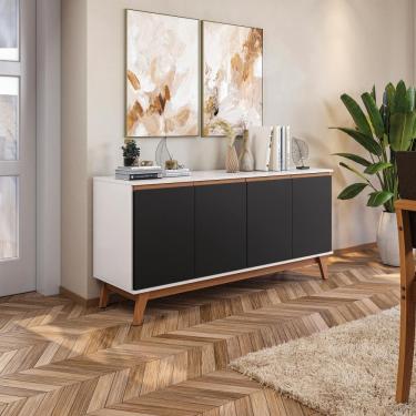 Imagem de Aparador Kappesberg 4 Portas Branco/preto Fosco 156cm
