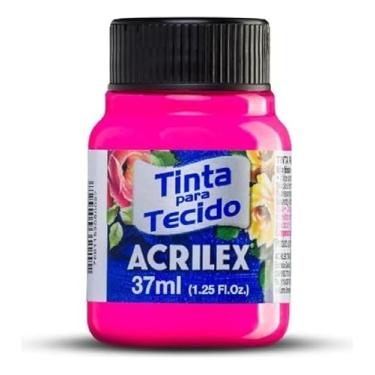 Imagem de Tinta Para Tecido Rosa Neon Maravilha 107 - 37ml - Acrilex Fixação a Frio e Alta Cobertura Recomendado Para Tecidos De Algodão Sem Goma É Ideal Para Customização De Roupas, Decoração E Outras Aplicações Artísticas