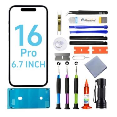 Imagem de Tpyag Substituição de tela para iPhone 16 Pro, substituição de vidro para iPhone 16 Pro de 6,3 polegadas, kit de reparo de tela com adesivo à prova d'água (sem OLED e digitalizador de toque)