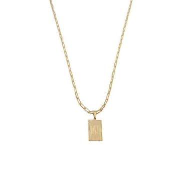 Imagem de Cordão 50Cm Masculino Feminino Pingente Letra W Banhado Ouro - Anaisa 