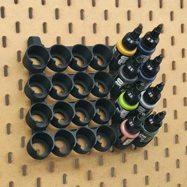 Imagem de Gancho de suporte de pintura para pendurar – Compatível com IKEA SKADIS Pegboard e Pro Acryl Bottles da Monument Hobbies, comporta 6 tintas/suporte, organizador para armazenamento de tinta em