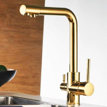 Imagem de Torneiras De Filtro Torneira Misturadora Montada No Convés 360 Rotação Com Características De Purificação De Água Torneira Misturadora Cre, Golden