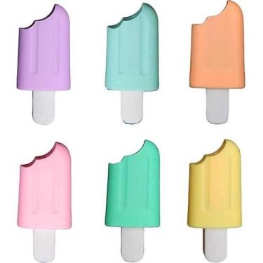 Imagem de Kit Mini Canetas 6 Cores Marca Texto Formato Picolé +brinde - Sou mais