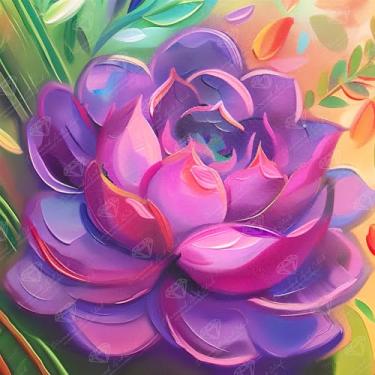 Imagem de DIAMOND ART CLUB Lolite Kit de pintura de diamante suculento, artesanato DIY divertido para adultos, tela de arte de diamante redondo para iniciantes, 22,8 cm x 22,8 cm (9" x 9" (22,8 cm x 22,8 cm)