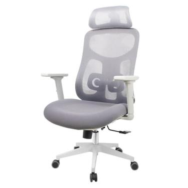 Imagem de Cadeira Escritório Nr-17 Everest Presidente c/Braços Fratini Encosto Tela Gelo-cinza Base Rodízio