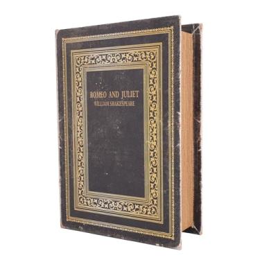 Imagem de shenruifa Caixa decorativa de couro de madeira vintage europeia caixa de armazenamento em forma de livro antiga falsa para casa, hotel, escritório