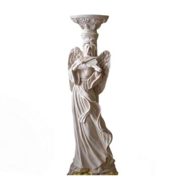 Imagem de Castiçal de resina castiçal 11 x 11 x 37 cm suportes de castiçal branco | decoração interna castiçal cônico suporte de vela candelabro decoração de casa