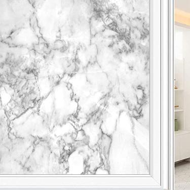 Imagem de Película de janela 3D de mármore, textura de estilo mármore, para porta de vidro, banheiro, sala de estar, L90 x C 190 cm