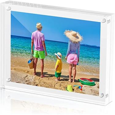 Imagem de FINYQBET Porta-retratos Magnético De Acrílico Dupla Face 21x15 cm - Transparente HD, Ímã Forte e Design Moderno - Ideal para Sala de Estar, Escritório e Presentes - Para Família e Amigos