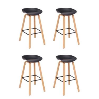 Imagem de Kit 4 Banquetas Alta Polipropileno Toledo Fratini Preto - Fratini Móve