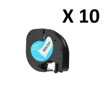 Imagem de Kit 10 Fitas Plástica Compatível Dymo Letratag 91201 Branca 12mm - Gen