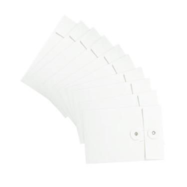 Imagem de EORTA Envelopes vintage de papel kraft, 10 unidades, com fecho de botão e cordão para convites de cartões postais, marrom, 11 x 16,7 cm, branco