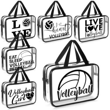 Imagem de Shinylin Bolsa organizadora de cosméticos transparente para presente de vôlei, 6 peças, bolsa de maquiagem de PVC transparente, impermeável, bolsa de torcida para viagem, presente para meninas, amigas