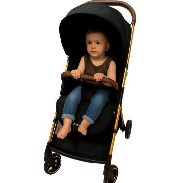 Imagem de Carrinho de Bebê Premium Baby Zurich Black Gold Couro Marrom