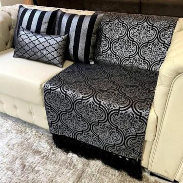 Imagem de Kit Manta Arabesco, 2 Capas de Almofada e 1 Almofada Retangular Luxo P