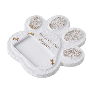 Imagem de IEUDNS Lápide em formato de pata para cachorro, pedra memorial de cimento, marcador de sepultura, 5,9 x 5,9 x 0,6 polegadas, acessórios resistentes às, Branco