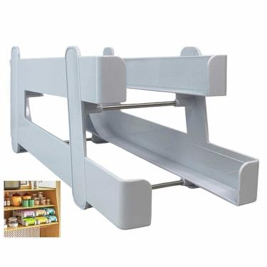 Imagem de Suporte Organizador Geladeira Bebida Lata Armario Despensa Armazenamento Prateleira Resistente Multiuso