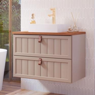 Imagem de Gabinete para Banheiro Suspenso com Cuba Ketlyn Espresso Móveis Cappuccino