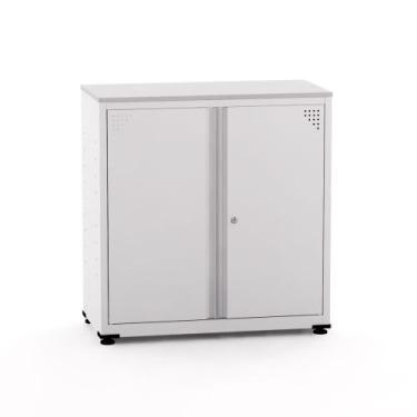 Imagem de Armário de Aço Baixo com Tampo de Madeira Ap406sl Pandin 84 cm Branco