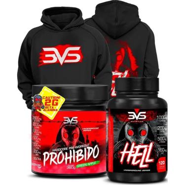 Imagem de Kit 1 Termogênico Hell, 1 Pré Treino Prohibido 360g e 1 Moletom-Unissex