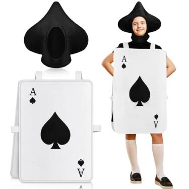 Imagem de Skicuff Halloween Ace of Spades Costume for Kid Black Poker Cards Costume with Hat Deck of Cards Cosplay Playing Casino Photography Prop Gift for Boys and Girls Funny Halloween Party Outfit
