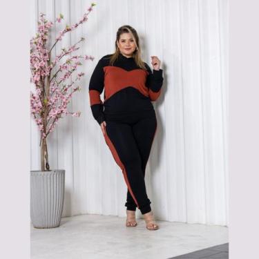 Imagem de Conjunto Inverno Blusa Manga Longa Com Capuz E Calça Comprida Plus Siz