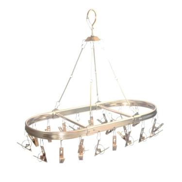 Imagem de MACAJM Escorredor de meias de alumínio anodizado – 26 clipes antiderrapantes e gancho resistente ao vento, secagem para meias, roupas de bebê, roupas íntimas e delicadas. Design oval e de uma peça (1