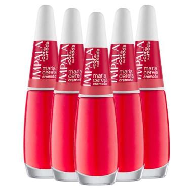 Imagem de Kit 5 Esmaltes Coleção A Cor da Sua Moda Cor Maria Cereja Impala