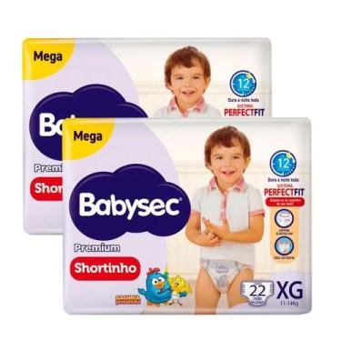 Imagem de Kit 2 Fraldas Descartável Babysec Shortinho Mega XG - 44 Tiras