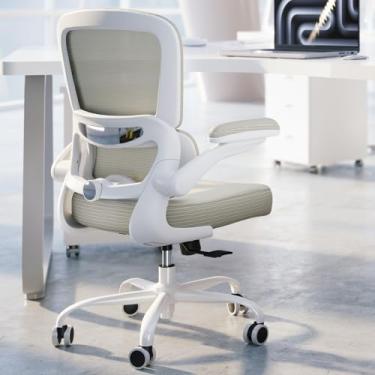 Imagem de TRALT Cadeira de escritório ergonômica – Cadeira de mesa com suporte lombar ajustável para computador – Cadeira confortável de malha com apoios de braços dobráveis – Cadeiras de jogos para adultos e