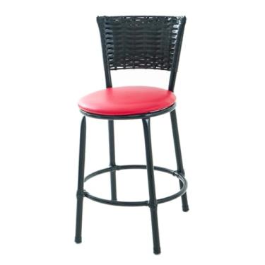 Imagem de Banqueta Baixa de Fibra Sintética com Assento em Napa, Preto (VERMELHO)