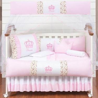 Imagem de Kit Berço Americano Coroa Rosa Menina 11 Peças - L2m