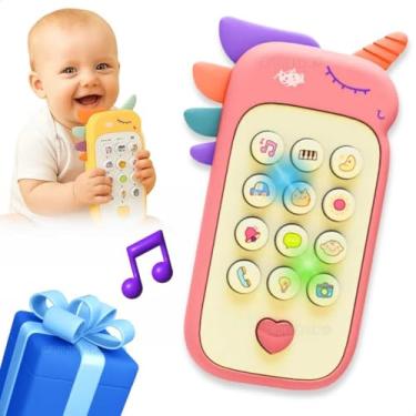 Imagem de Celular Telefone Infantil De Brinquedo Interativo Música Sons Educativos Luzes Mordedor Sensorial Fase de Dentição Presente Bebê 1 Ano 12 Meses Natal Aniversário Dia Das Crianças (Unicórnio Rosa)
