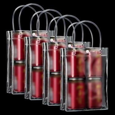 Imagem de 16 peças de saco de presente de PVC transparente com alça para presente, sacolas transparentes de presentes de casamento, à prova d'água, sacolas de plástico para embrulho de presente com botão 17 x