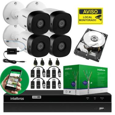Imagem de Kit CFTV Intelbras Completo 4 Câmeras VHL 1120 B HD DVR MHDX 1204 com 