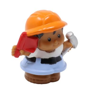 Imagem de Replacement Part for Collectible Fisher-Price Little People Construction Road Work Builder Playset J0240 - Replacement Hispanic Lil' Movers Dump Truck Driver Roberto Figure - Hard Hat, Hammer and Flag