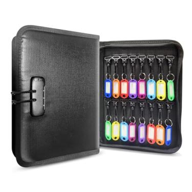 Imagem de Quctak Organizador de chaves de 32 posições com trava de combinação, estojo de armazenamento de chaves à prova d'água à prova de fogo, caixa porta-chaves para gerenciamento de aluguel, executivos de