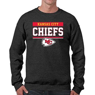 Imagem de Team Fan Apparel Moletom NFL adulto manga longa Team Block Charcoal gola redonda - Mantenha-se aquecido e represente seu time com estilo, Carvão, M