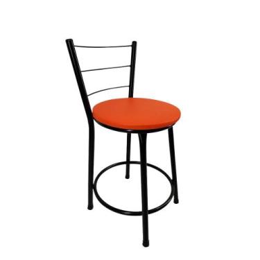 Imagem de Banqueta Baixa Encosto Estofada Bar Balcão Cozinha Preto - FortMix, La